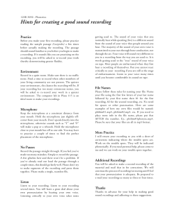 Hints for creating a good sound recording