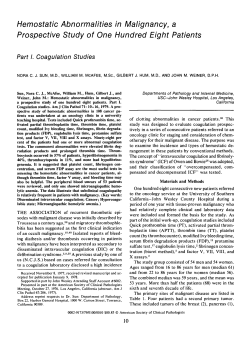 Part I. Coagulation Studies
