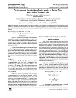 Physico-chemical characteristics of water samples of Bantwal Taluk