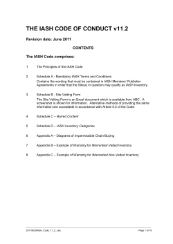 THE IASH CODE OF CONDUCT v11.2