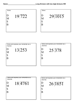 Name: Division with two digit divisors HW