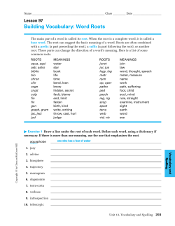 Building Vocabulary: Word Roots