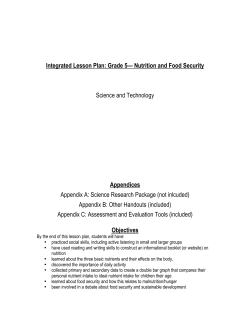 Integrated Lesson Plan: Grade 5&mdash; Nutrition and Food Security