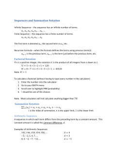 Sequences and Summation Notation