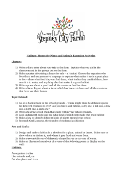 Habitats: Homes for Plants and Animals Extension Activities Literacy