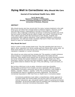 Dying Well in Corrections: Why Should We Care