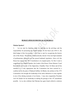 BUDGET SPEECH FOR FISCAL YEAR 2010