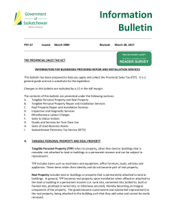 Information Bulletin - www.finance.gov.sk.ca