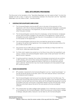 GEEL SITE SPECIFIC PROVISIONS