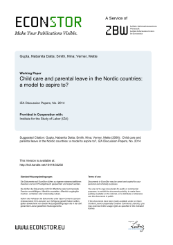 Child Care and Parental Leave in the Nordic Countries