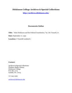 "John Dickinson and the Federal Constitution," by J.M. Tunnell, Jr.