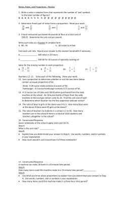 Extra Practice Worksheet for Rates, Ratios and Percent