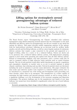 Lifting options for stratospheric aerosol geoengineering: advantages