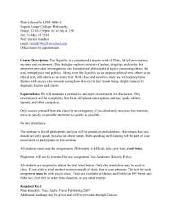 Plato`s Republic Syllabus 2014 updated