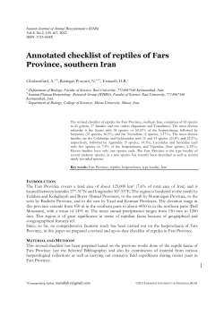 Annotated checklist of reptiles of Fars Province, southern Iran