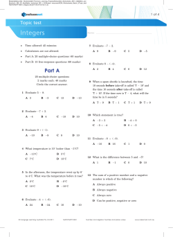 Integers (Topic Test)
