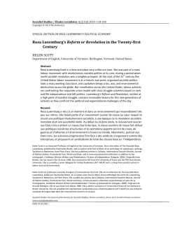 Rosa Luxemburg`s Reform or Revolution in the Twenty