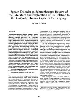 Speech Disorder in Schizophrenia: Review of the Literature and