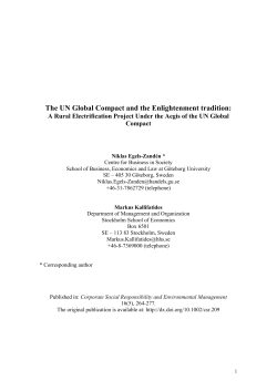The UN Global Compact and the Enlightenment tradition: A rural