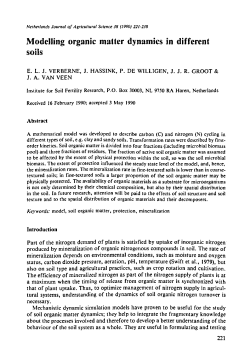 Modelling organic matter dynamics in different soils