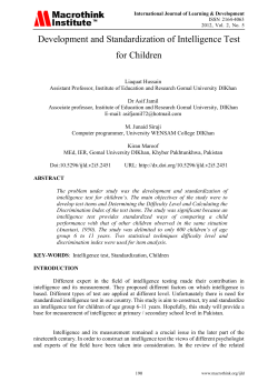 Development and Standardization of Intelligence Test for Children