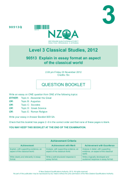 Level 3 Classical Studies (90513) 2012