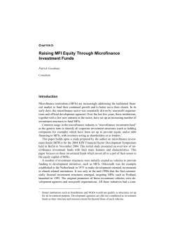 Raising MFI Equity Through Microfinance Investment Funds