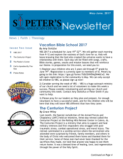 Newsletter - St. Peter`s Anglican Church