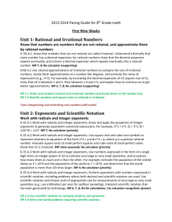 Unit 1: Rational and Irrational Numbers Unit 2: Exponents and