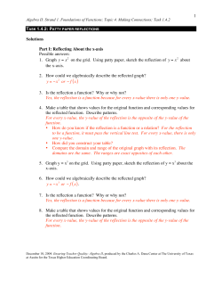 1 Solutions Part I: Reflecting About the x