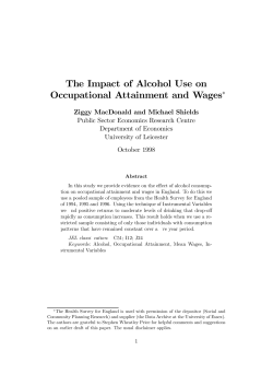 The Impact of Alcohol Use on Occupational Attainment and Wages&curren;