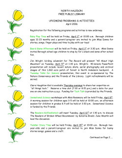 NORTH HALEDON FREE PUBLIC LIBRARY UPCOMING