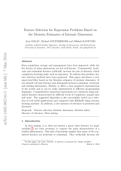 Feature Selection for Regression Problems Based on the Morisita
