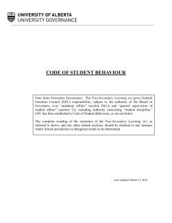 code of student behaviour - Governance
