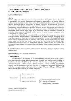 THE EMPLOYEES &ndash; THE MOST IMPORTANT ASSET IN