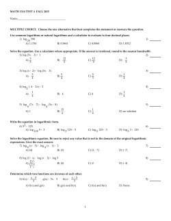 MATH 1314 TEST 4 FALL 2015