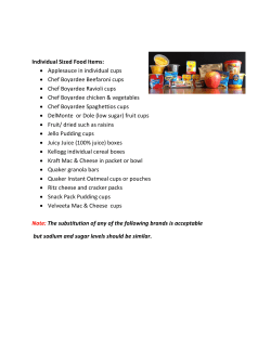 Individual Sized Food Items: &bull; Applesauce in individual cups &bull; Chef