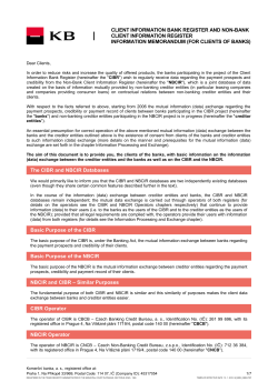 CLIENT INFORMATION BANK REGISTER AND NON