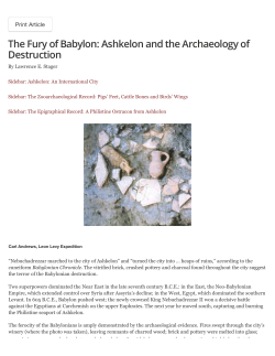 The Fury of Babylon. Ashkelon and the Archaeology of Destruction