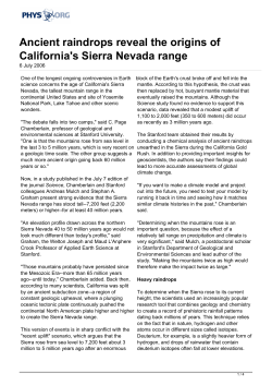 Ancient raindrops reveal the origins of California`s Sierra