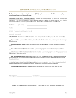 CONFIDENTIAL EEO-1 Voluntary Self Identification Form PLEASE