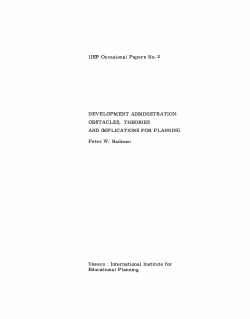 Development administration: obstacles, theories and