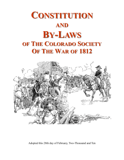 Colorado War of 1812 Society Constitution and By