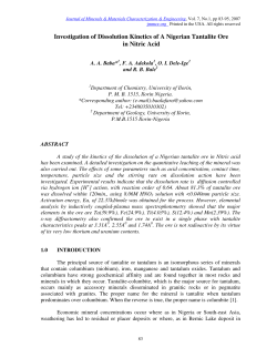 Investigation of Dissolution Kinetics of A Nigerian Tantalite Ore in