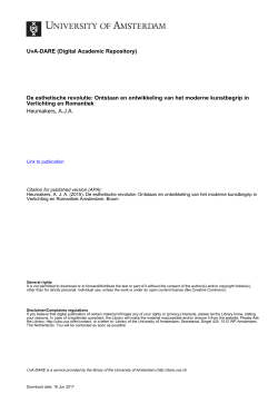 De esthetische revolutie: Ontstaan en ontwikkeling van - UvA-DARE