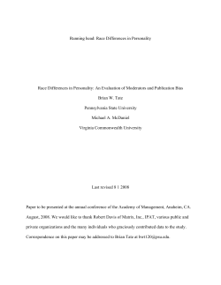 Race Differences in Personality Race Differences
