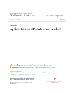 Legislative Revision of Property Crimes in Indiana