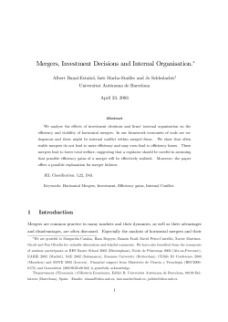 Mergers, Investment Decisions and Internal