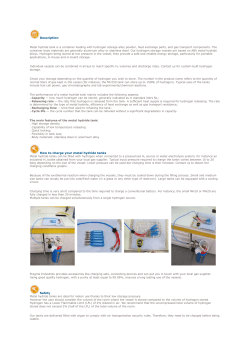Description How to charge your metal hydride tanks Safety