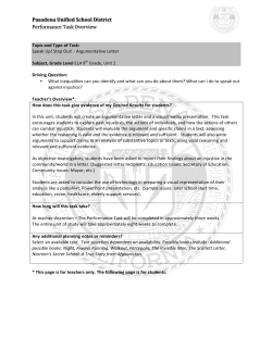 Pasadena Unified School District Performance Task Overview